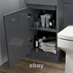 Bathroom Vanity Unit Basin Sink 900mm Toilet Combined Furniture Left Hand Grey