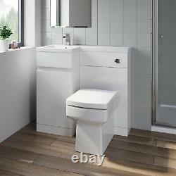 Bathroom Vanity Unit Basin Sink 900mm Toilet Combined Furniture Left Hand White