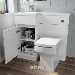 Bathroom Vanity Unit Basin Sink 900mm Toilet Combined Furniture Left Hand White