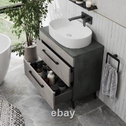 Bathroom Vanity Unit Basin Sink Cabinet Storage Soft Close Drawer 800mm Grey