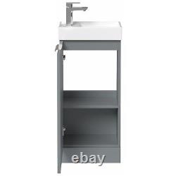 Bathroom Vanity Unit Basin Sink Free Standing 400mm Door Cabinet Storage Grey