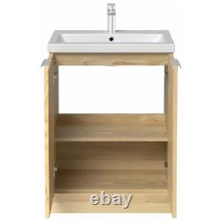 Bathroom Vanity Unit Basin Sink Free Standing 600mm Cabinet Doors Storage Wood