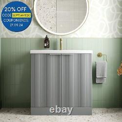 Bathroom Vanity Unit Basin Sink Free Standing 800mm Cabinet Drawer Storage Grey