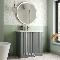 Bathroom Vanity Unit Basin Sink Free Standing 800mm Cabinet Drawer Storage Grey