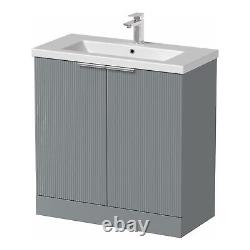 Bathroom Vanity Unit Basin Sink Free Standing 800mm Cabinet Drawer Storage Grey