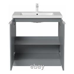 Bathroom Vanity Unit Basin Sink Free Standing 800mm Cabinet Drawer Storage Grey