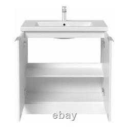 Bathroom Vanity Unit Basin Sink Free Standing 800mm Door Cabinet Storage White