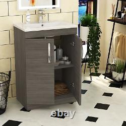 Bathroom Vanity Unit Basin Sink Furniture Grey Elm Cabinet Storage BTW WC Pan