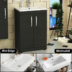 Bathroom Vanity Unit Basin Sink Furniture Hale Black Cabinet Storage BTW WC Pan