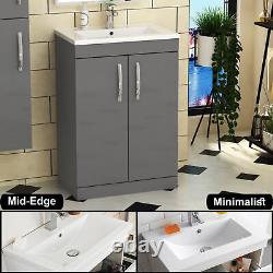 Bathroom Vanity Unit Basin Sink Furniture Storage Indigo Grey Gloss BTW WC Pan