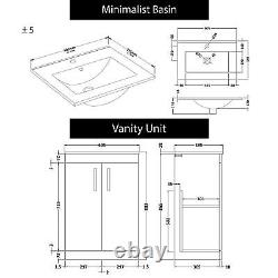 Bathroom Vanity Unit Basin Sink Furniture Storage Indigo Grey Gloss BTW WC Pan