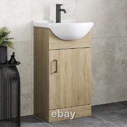 Bathroom Vanity Unit Basin Sink Single Tap Hole Freestanding 450mm Oak Effect