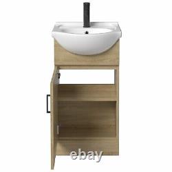 Bathroom Vanity Unit Basin Sink Single Tap Hole Freestanding 450mm Oak Effect