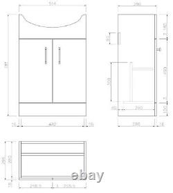 Bathroom Vanity Unit Basin Sink Single Tap Hole Freestanding 560mm Oak Effect