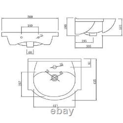 Bathroom Vanity Unit Basin Sink Single Tap Hole Freestanding 560mm Oak Effect