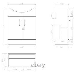 Bathroom Vanity Unit Basin Sink Single Tap Hole Freestanding 650mm Oak Effect