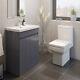 Bathroom Vanity Unit Basin Sink Soft Close Square Toilet 600mm Modern Gloss Grey
