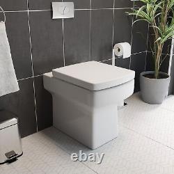 Bathroom Vanity Unit Basin Sink Square Toilet WC 600mm Soft Close Modern Grey