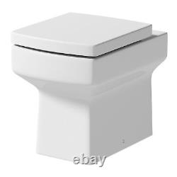 Bathroom Vanity Unit Basin Sink Square Toilet WC 600mm Soft Close Modern Grey