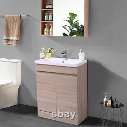 Bathroom Vanity Unit Basin Sink Storage 2 Door Cabinet Furniture 600mm Light Oak