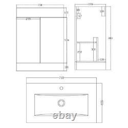 Bathroom Vanity Unit & Basin Sink Storage Cabinet Cupboard Furniture White 700mm