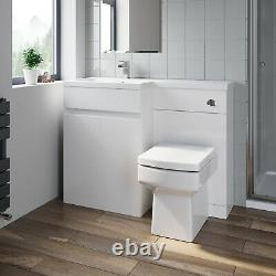 Bathroom Vanity Unit Basin Sink Toilet Combined Furniture Left/Right Hand White