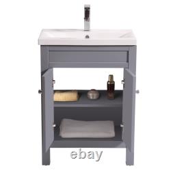 Bathroom Vanity Unit Basin Sink Toilet Tall Cabinet Storage Furniture Gloss Grey