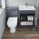 Bathroom Vanity Unit Basin Sink Toilet Wc 600mm Furniture Storage Modern Grey