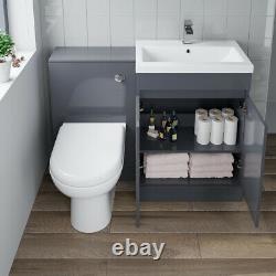 Bathroom Vanity Unit Basin Sink Toilet WC 600mm Furniture Storage Modern Grey