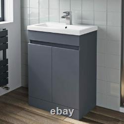 Bathroom Vanity Unit Basin Sink Toilet WC 600mm Furniture Storage Modern Grey