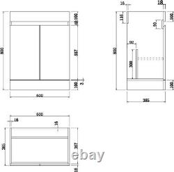 Bathroom Vanity Unit Basin Sink Toilet WC 600mm Furniture Storage Modern Grey