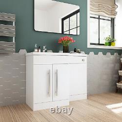 Bathroom Vanity Unit Basin Sink Toilet White Cupboard Furniture Set 1100mm