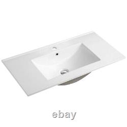 Bathroom Vanity Unit & Basin Sink Wall Mounted Storage Cupboard with Drawer Grey