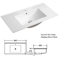 Bathroom Vanity Unit & Basin Sink Wall Mounted Storage Cupboard with Drawer Grey