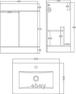 Bathroom Vanity Unit & Basin Sink Waterfall Mixer &Waste High Gloss White