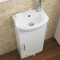Bathroom Vanity Unit Basin Sink with Chrome Handle Gloss White