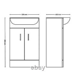 Bathroom Vanity Unit Basin Storage Cupboard Furniture Gloss White Modern 520mm