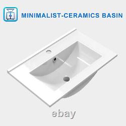 Bathroom Vanity Unit Basin Storage Cupboard Furniture White Ceramic Modern 500mm