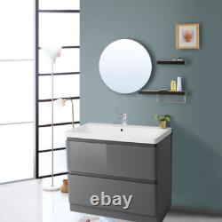 Bathroom Vanity Unit Basin Storage Floor Standing Cabinet Grey Furniture 800 mm