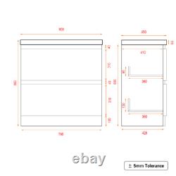 Bathroom Vanity Unit Basin Storage Floor Standing Cabinet Grey Furniture 800 mm