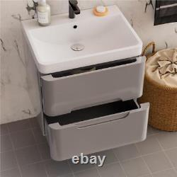 Bathroom Vanity Unit Basin Storage Wall Hung Cabinet Furniture Grey Sink 600mm