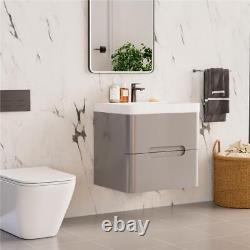 Bathroom Vanity Unit Basin Storage Wall Hung Cabinet Furniture Grey Sink 600mm