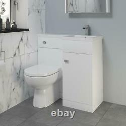 Bathroom Vanity Unit Basin Toilet WC Combined Furniture Left/Right Hand White
