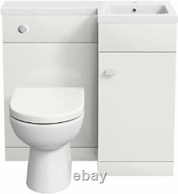 Bathroom Vanity Unit Basin Toilet WC Combined Furniture Left/Right Hand White