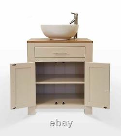 Bathroom Vanity Unit Cabinet Wash Stand with Basin Sink & Tap Off White 502