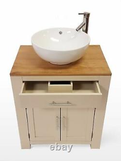 Bathroom Vanity Unit Cabinet Wash Stand with Basin Sink & Tap Off White 502