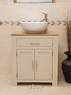 Bathroom Vanity Unit Cabinet Wash Stand with Basin Sink & Tap Off White 502