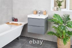 Bathroom Vanity Unit Ceramic Basin Sink Cabinet Wall Hung White 500MM 600MM