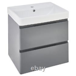 Bathroom Vanity Unit Ceramic Basin Sink Cabinet Wall Hung White 500MM 600MM