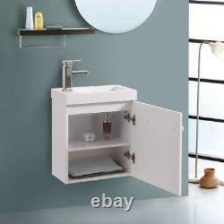 Bathroom Vanity Unit Cloakroom Compact Basin Sink Cabinet Storage Gloss White